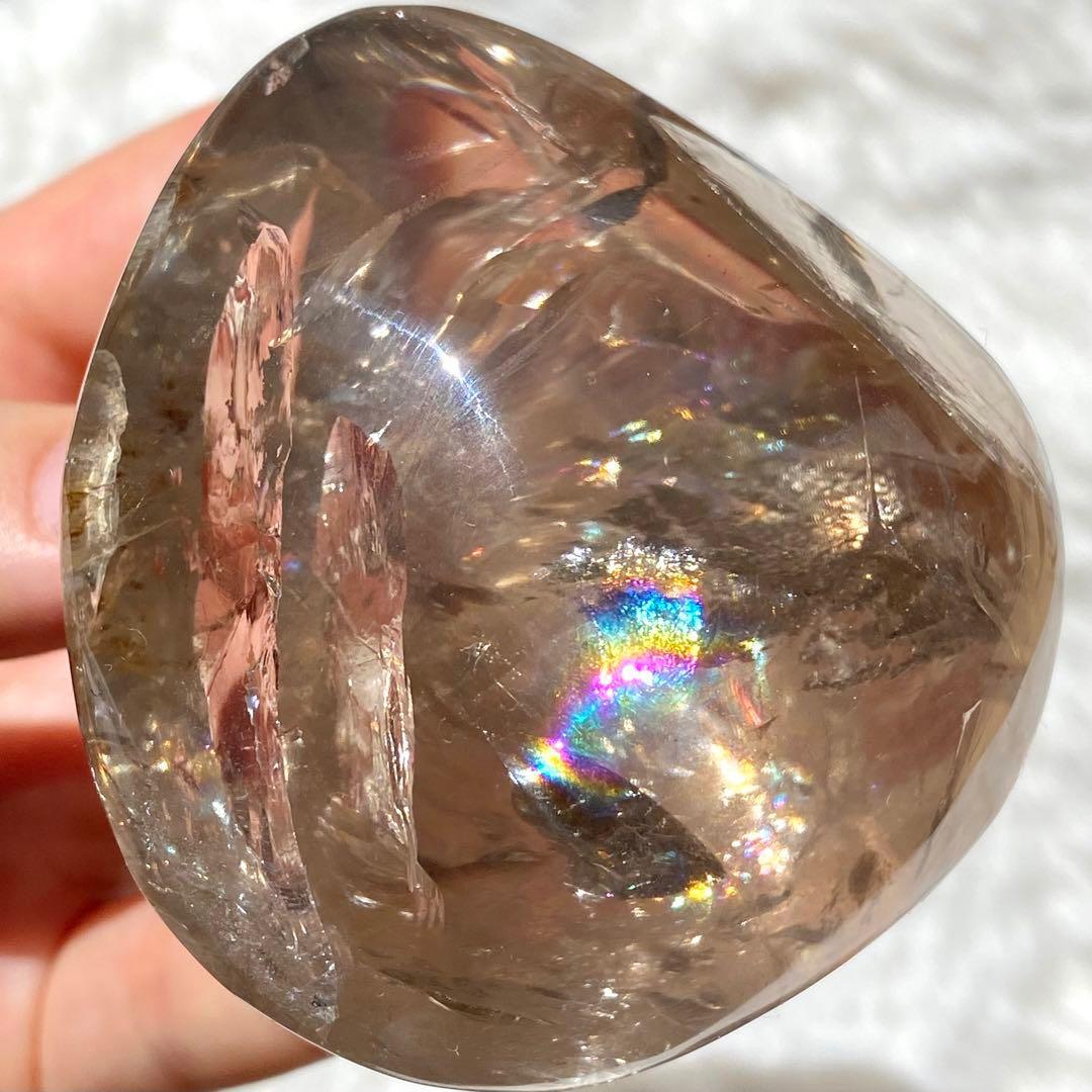 【 天然石 美しい虹 川流れ水晶 スモーキークォーツ ブラジル産 】