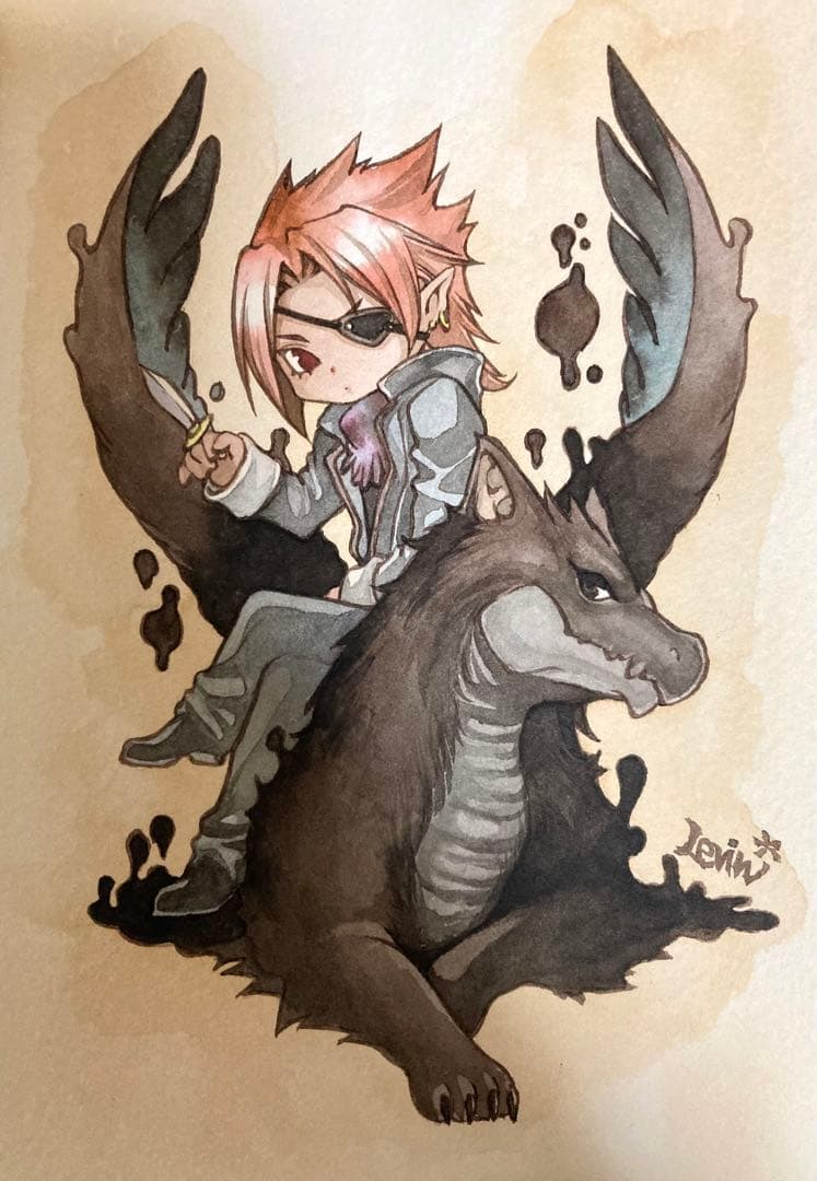 オリジナル　手描き　直筆　イラスト　ハガキサイズ　6枚セット