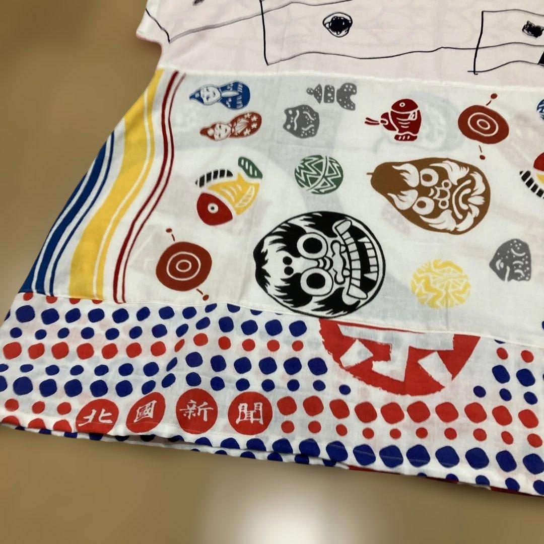 多彩な模様の綿製手ぬぐい 約90cm x 34cm両面チュニック