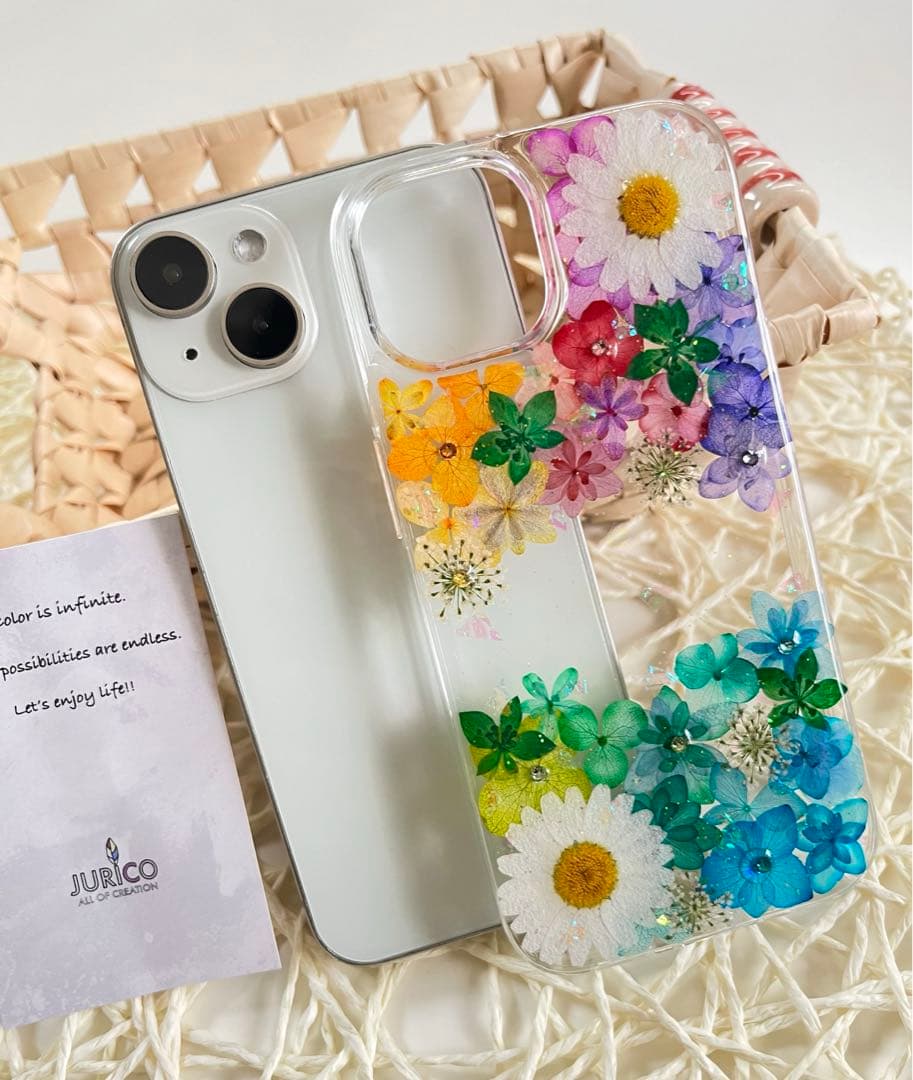 ハンドメイド押し花スマホケース　全機種対応