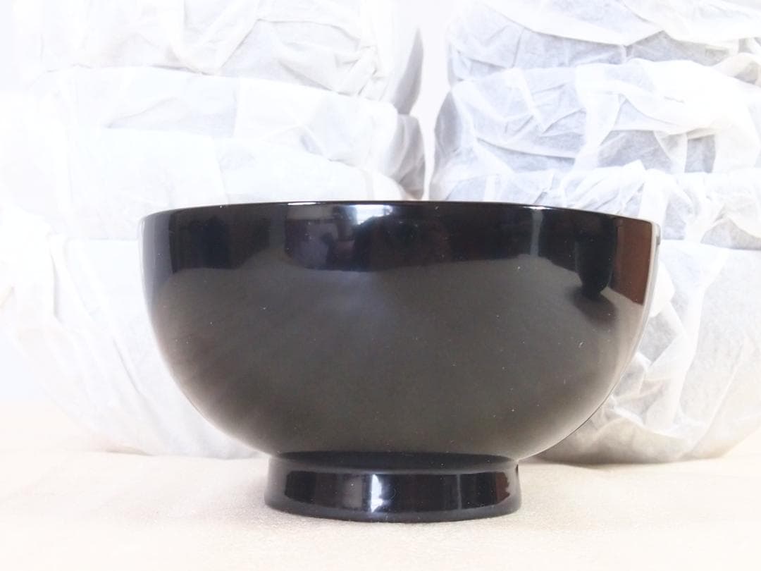 【未使用】山中漆器 真塗(黒塗) 木製 汁椀揃 10客 うるし塗 お椀 茶道具