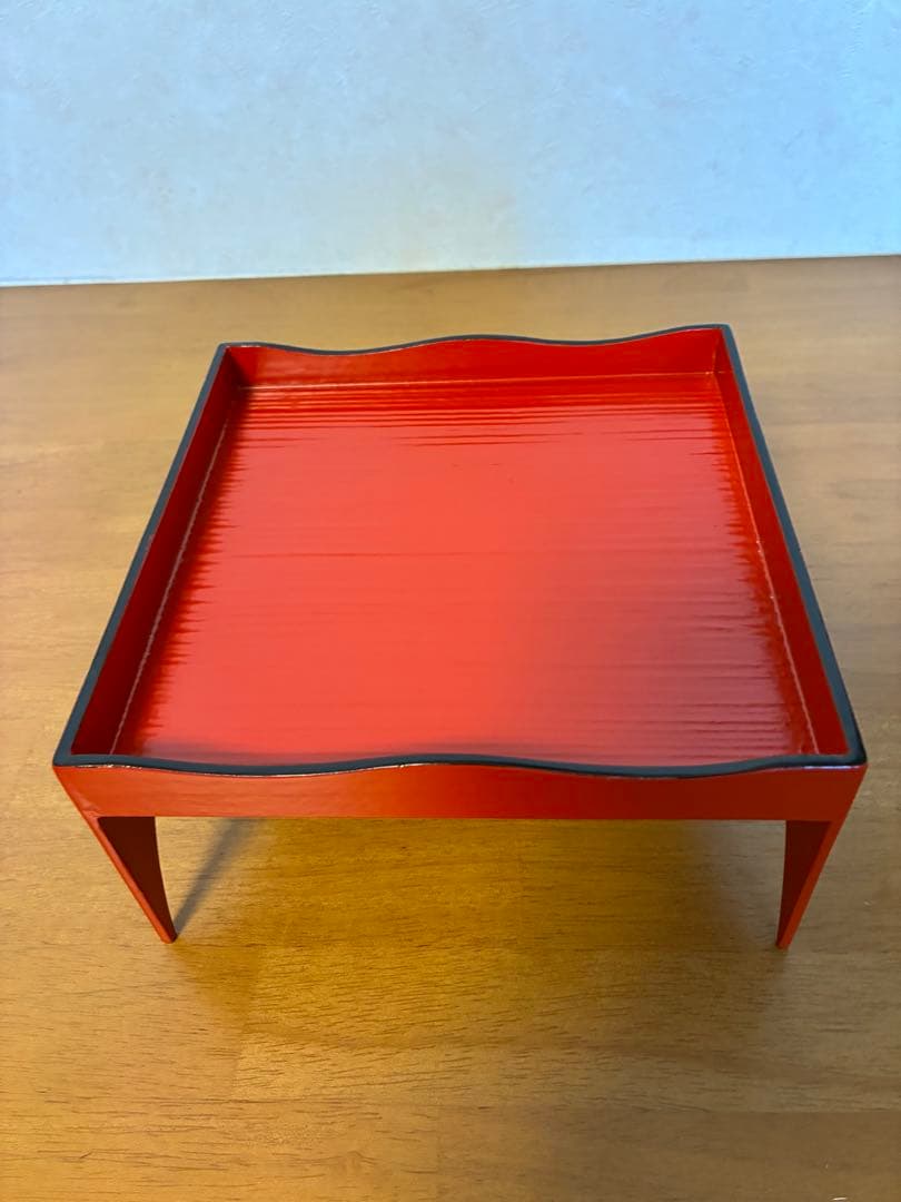 c-72 茶道具 川瀬表完作 朱山道盆 共箱