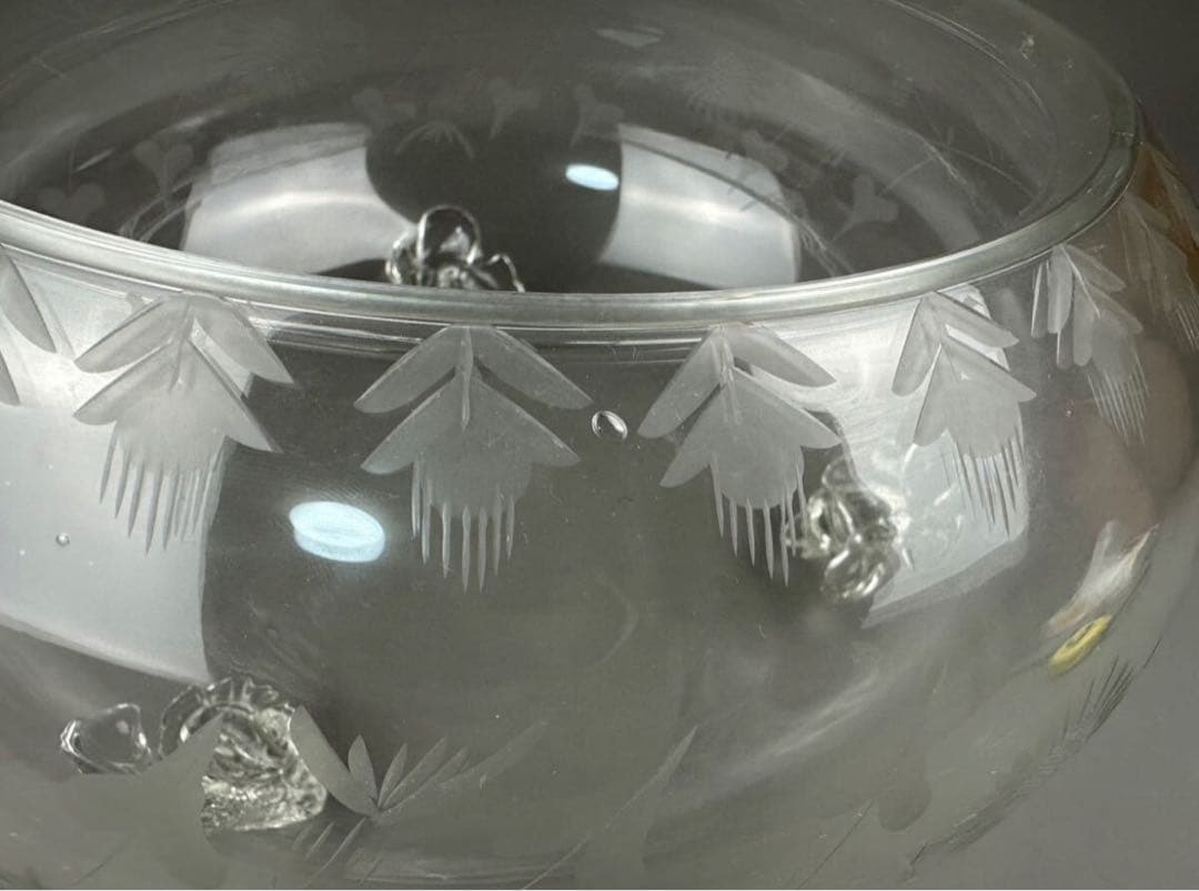 昭和レトロ 金魚鉢 三つ足 メダカ鉢 ガラス製 工芸硝子 アンティーク 置物