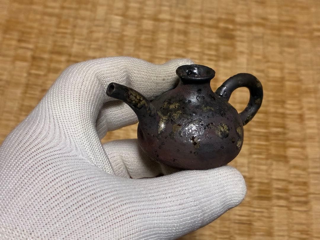 茶道具 陶器 水滴 と 高岡銅器 茄子 水滴 共箱 三点 まとめて