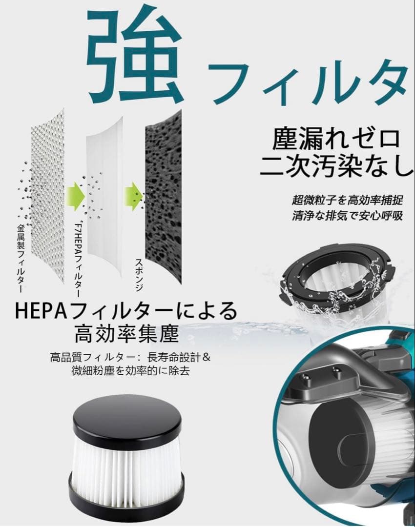 新品❤️ マキタ18V対応 コードレス掃除機 本体のみ 16000Pa 強力吸引