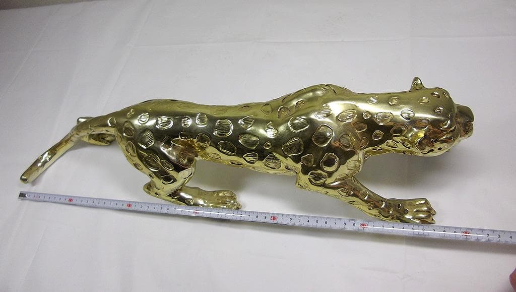 全長60cm　ジャガー　豹　ヒョウ　置物 ゴールド フィギュア パンサー