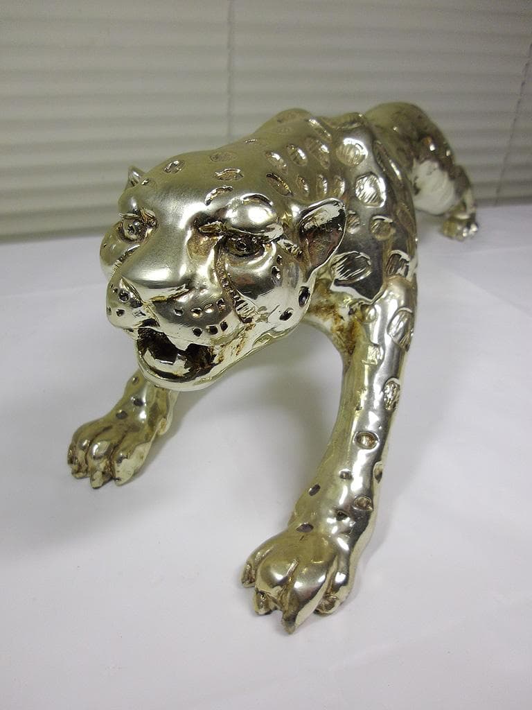 全長60cm　ジャガー　豹　ヒョウ　置物 ゴールド フィギュア パンサー