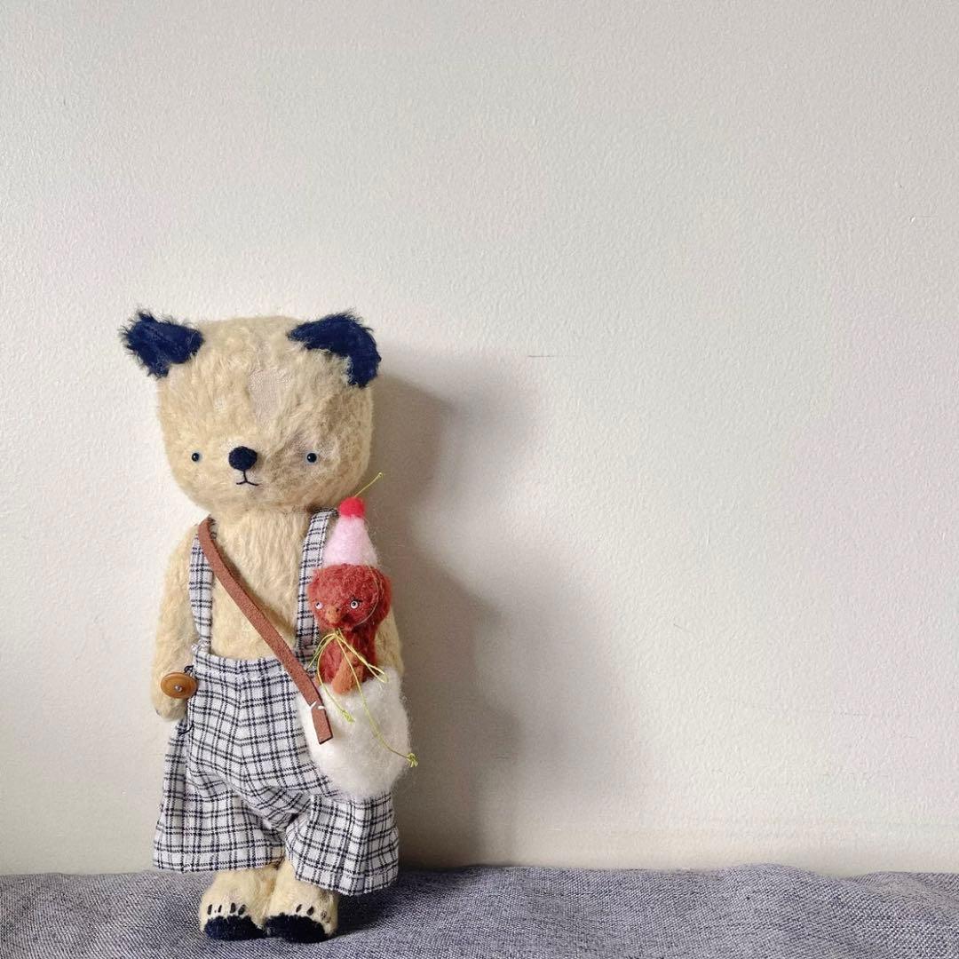 優しいくまさん ぬいぐるみ テディベア 海外作家様 ハンドメイド ヴィンテージ調
