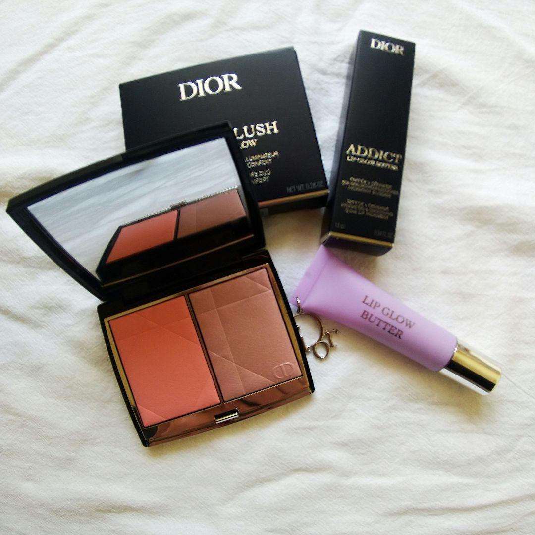 Diorスキンルージュブラッシュフェイスパウダー287 リップバター102セット