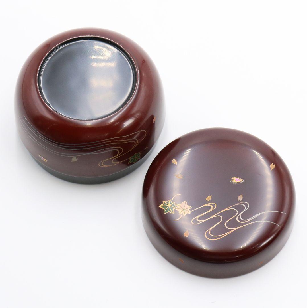 中村湖彩作 立田川蒔絵平棗 共箱共布 茶道具　C176　1F18