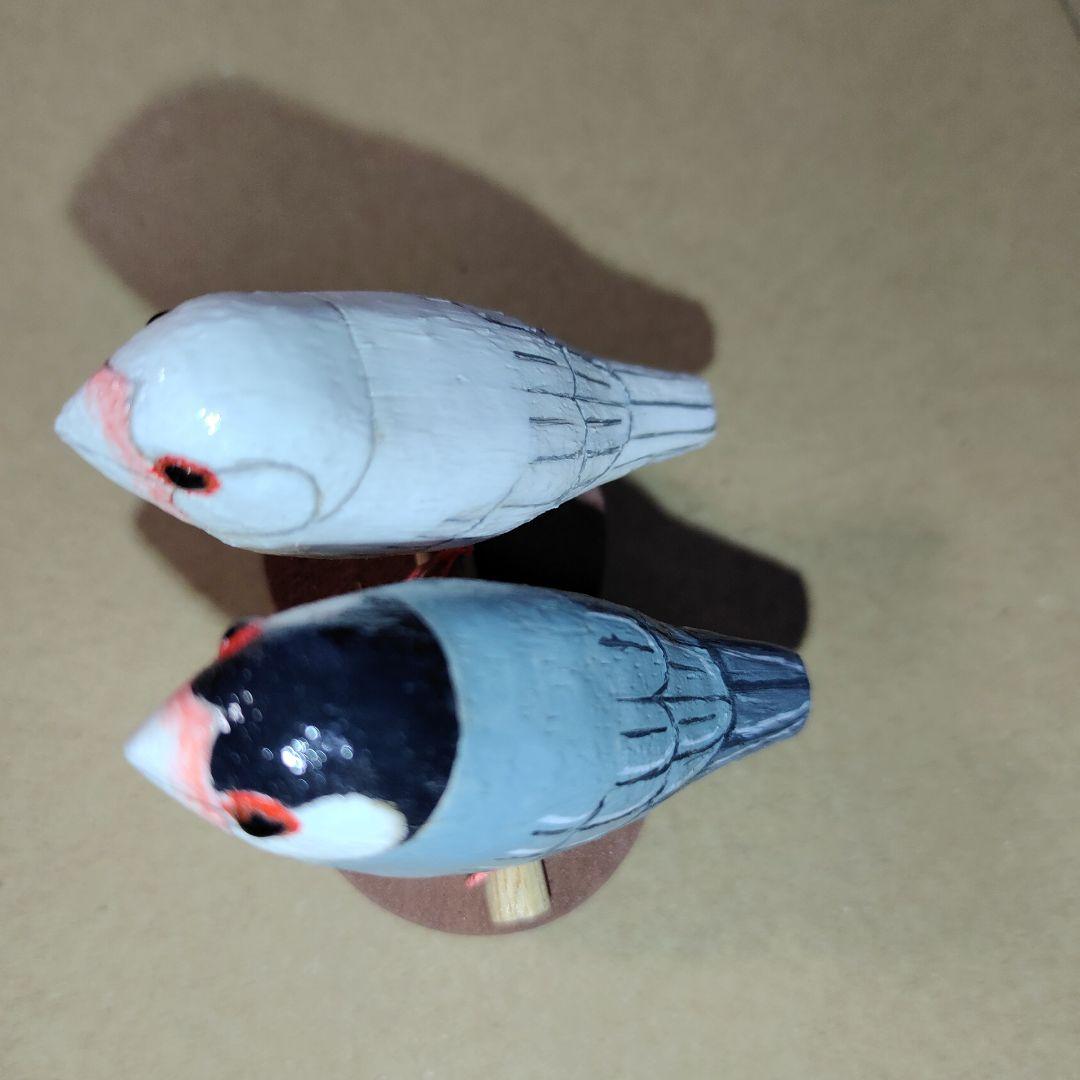 【木彫品】対ブンチョウ（ミニ・ミニ）