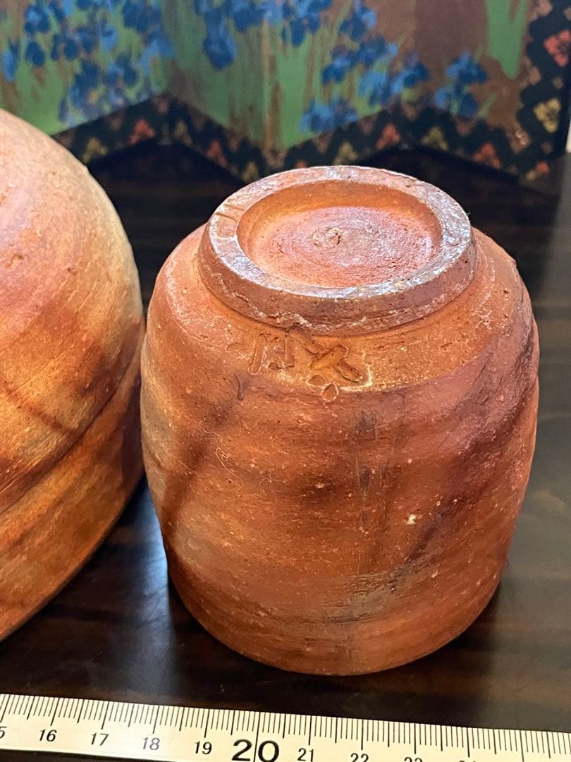 未使用　作家物　備前焼　湯呑み　陶器製お猪口 手作り陶器 ボウルとカップセット