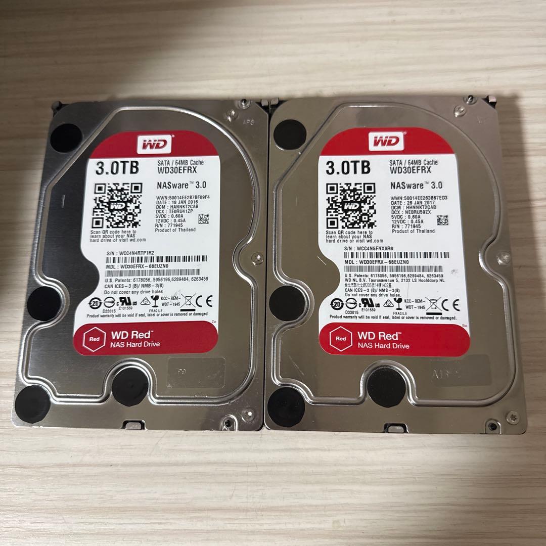 二枚セット　WD Red 3TB HDD WD30EFRX（9/10）