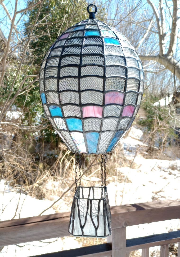 ステンドグラス 熱気球型 約50cm