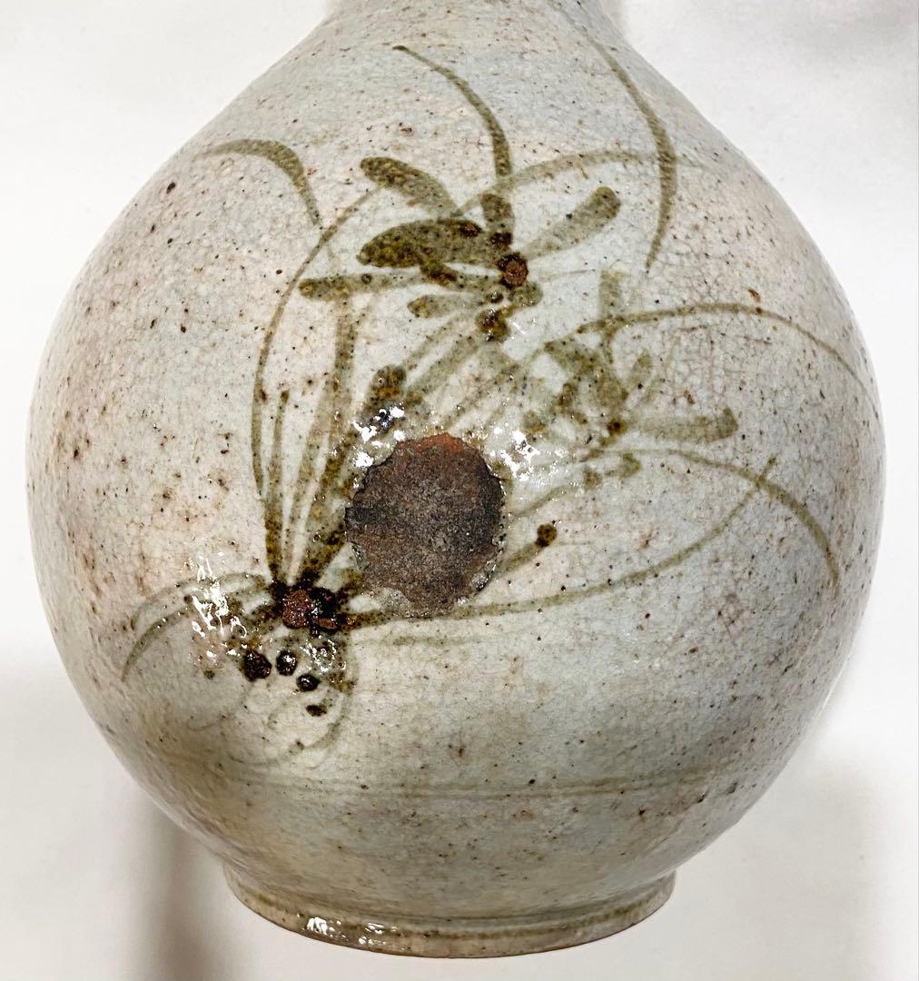 古唐津／レトロな唐津系 黒牟田　“鉄絵草花文大徳利\"
