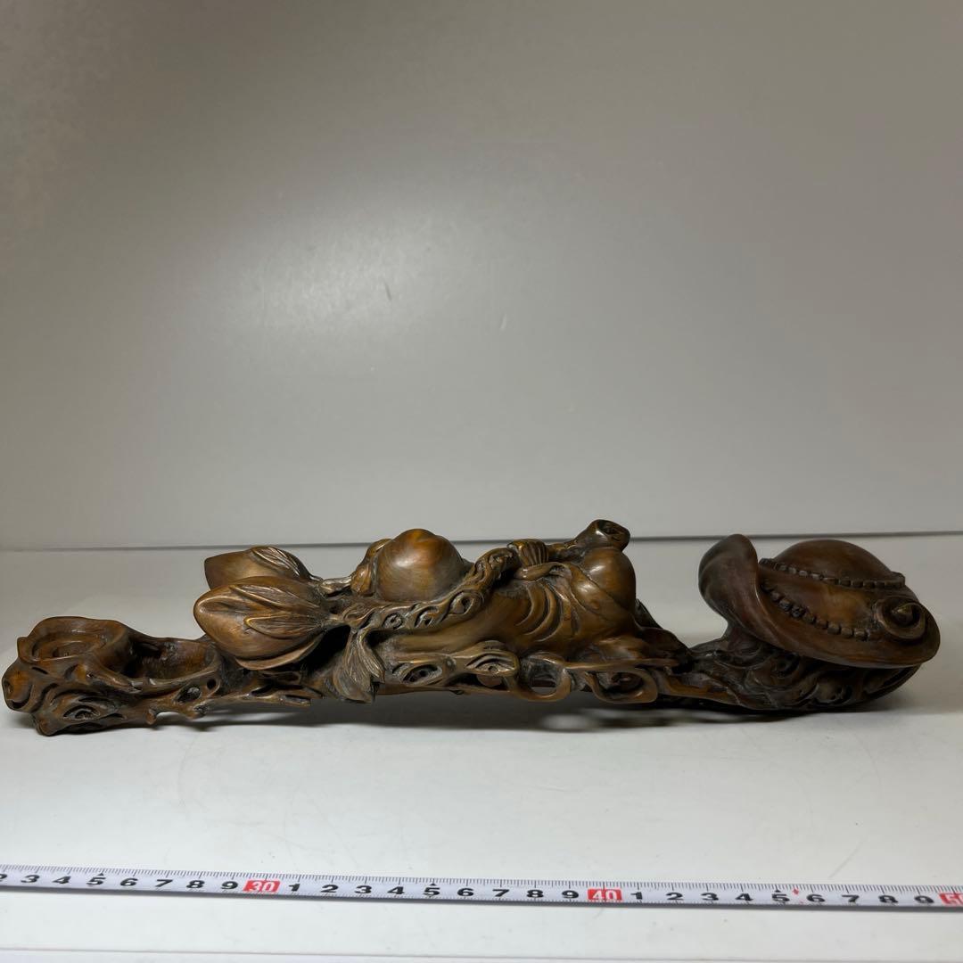 中国清時代 唐木如意 756g 東キ8-0307☆2F トヒウヒ