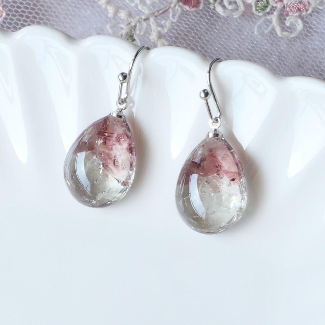 まるお♀　ガラス　レジン　　フックピアス