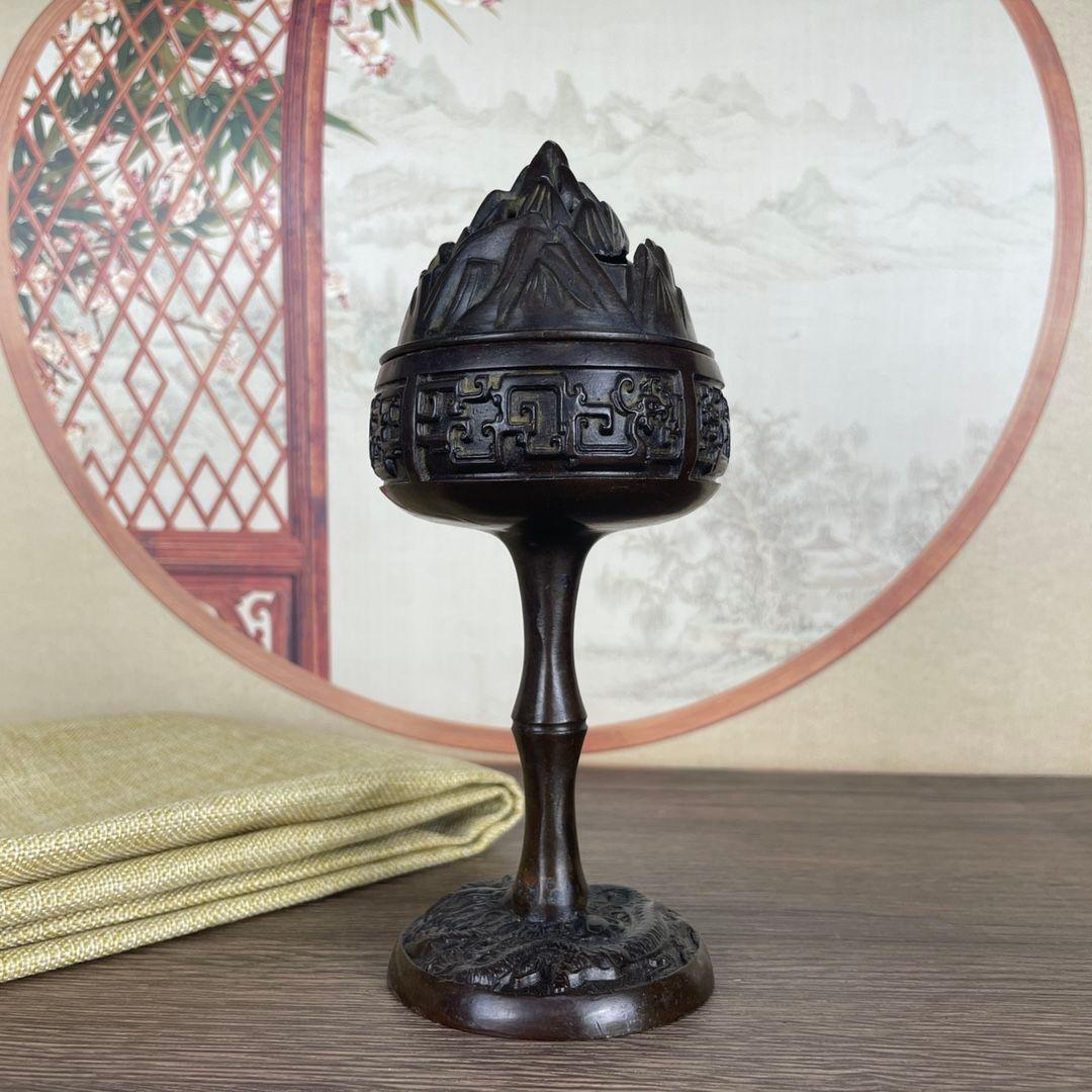 銅製 茶道薫炉 盤竜博山炉 茶道具 香道具 装飾品 工芸品 置物