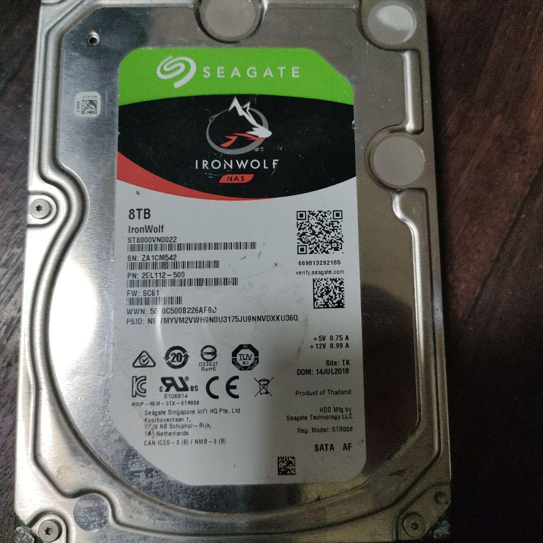 内蔵型ハードディスクドライブ SEAGATE NAS IRONWOLF HDD 8TB