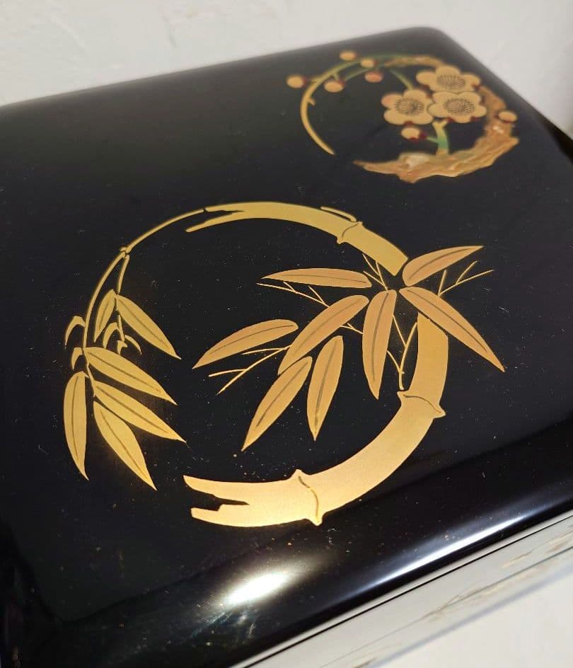 菊華堂 孔雀屋利吉 御重箱 三段重 本漆器 豪華金彩 蒔絵 竹 梅 菊 伝統工芸