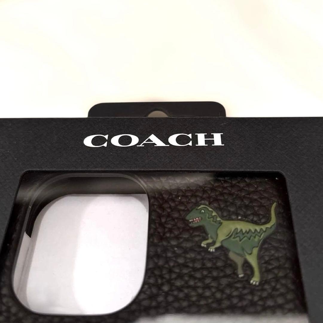 新品　COACH コーチ　iPhone ケース　恐竜　ブラック系　レザー