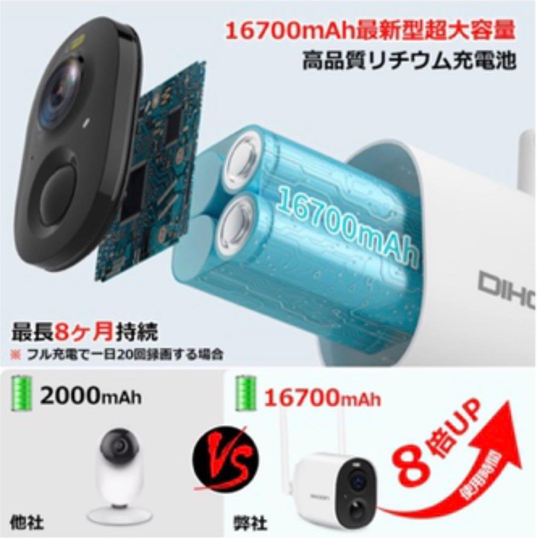 2023年最新】 ワイヤレス防犯カメラ 監視カメラ 赤外線暗視+カラー暗視
