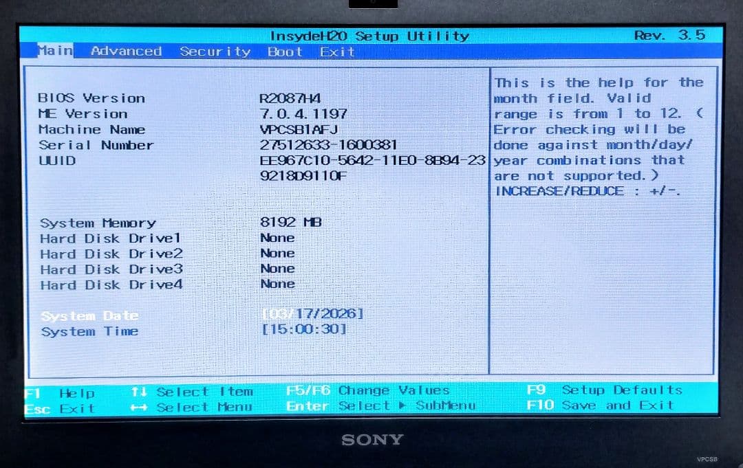 SONY VAIO Corei7 メモリ8GB ストレージなし ジャンク