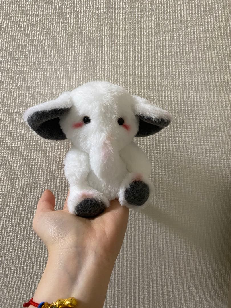 作家白いゾウハンドメイドぬいぐるみ テディベア