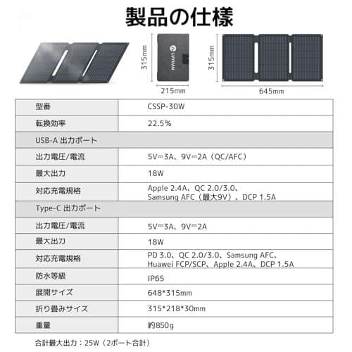 リョクエン(LVYUAN) ソーラーパネル CSSP-30 折りたたみ式 小型@