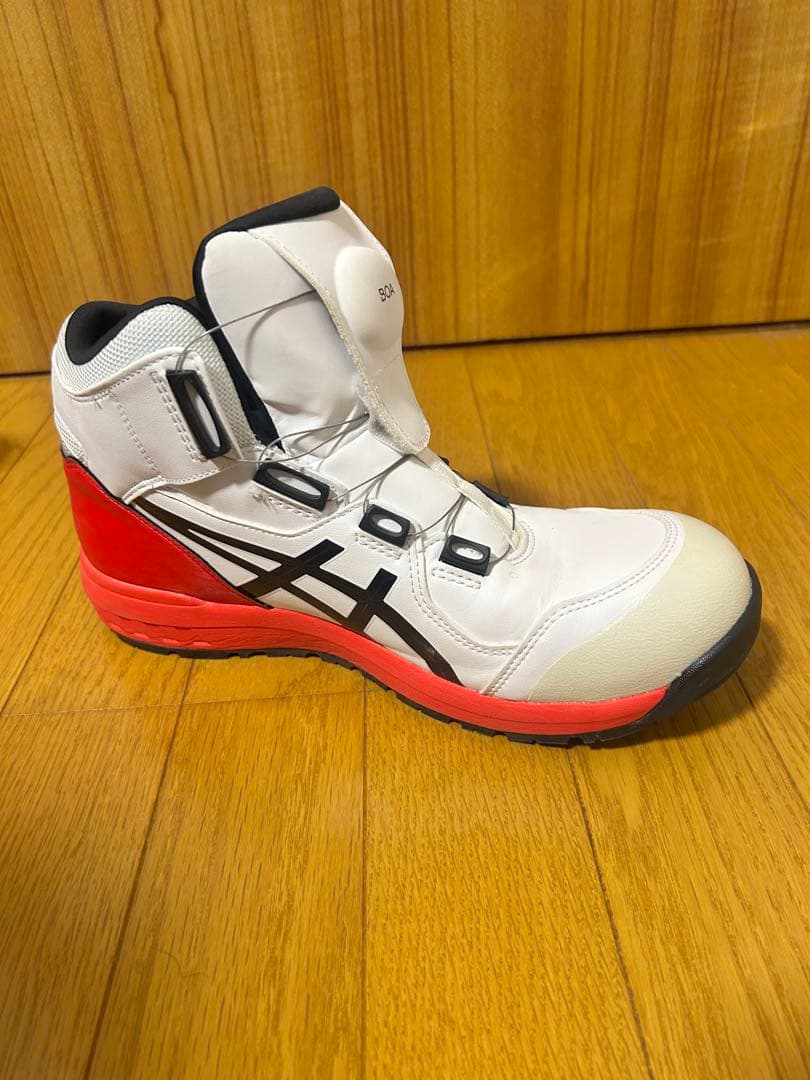 ASICS BOAシステム安全靴 ホワイト/レッド