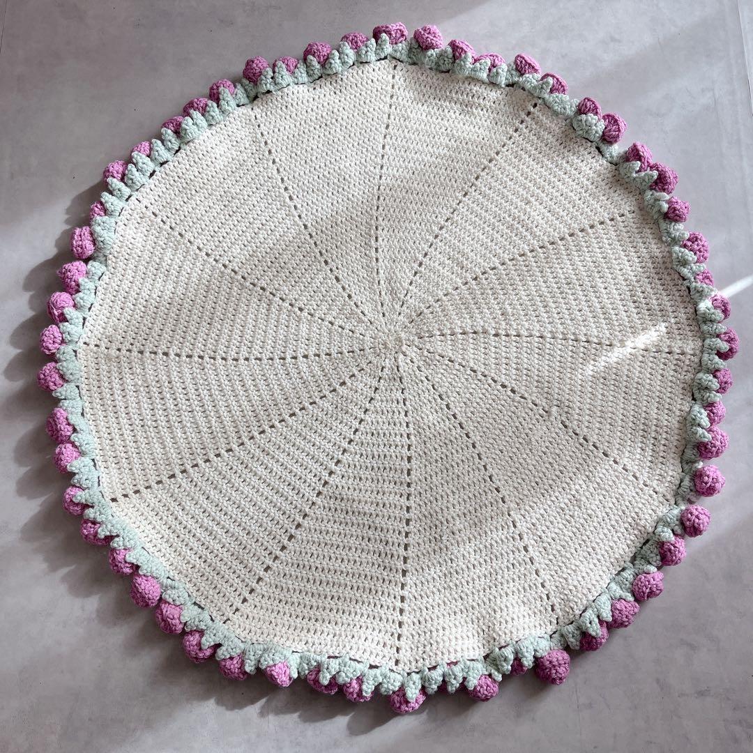 ハンドメイド　花束ブランケット　フラワーブランケット　編み物