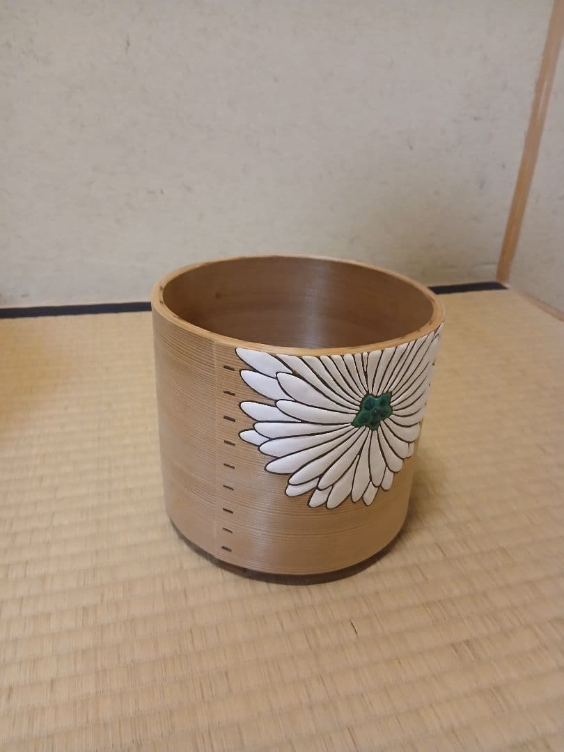 【未使用茶道具　平安光入作 利休好写 菊絵曲水指 共箱 】 煎茶水屋道具