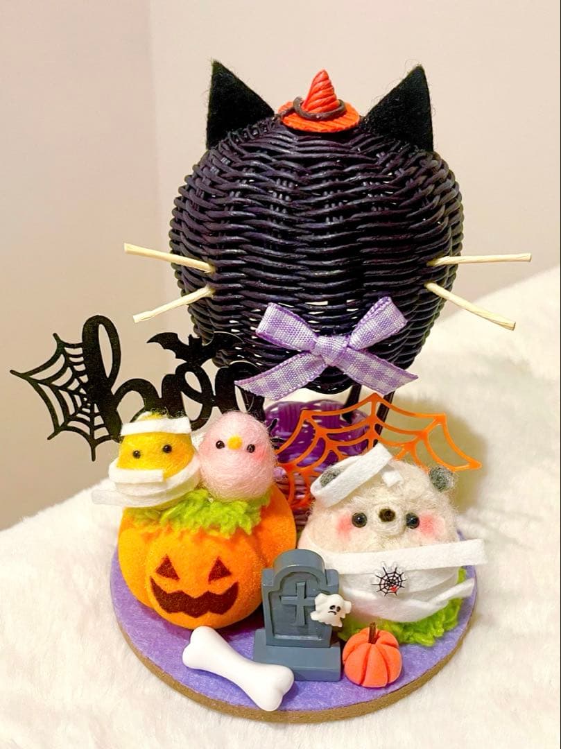 junpemiページ♡ハロウィン★黒猫気球大サイズ★羊毛フェルト