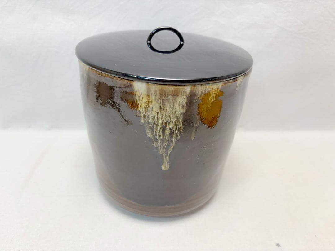 未使用 茶道具 福森比路志造 高取水指 塗り蓋 茶懐石 水差し 陶印 共箱