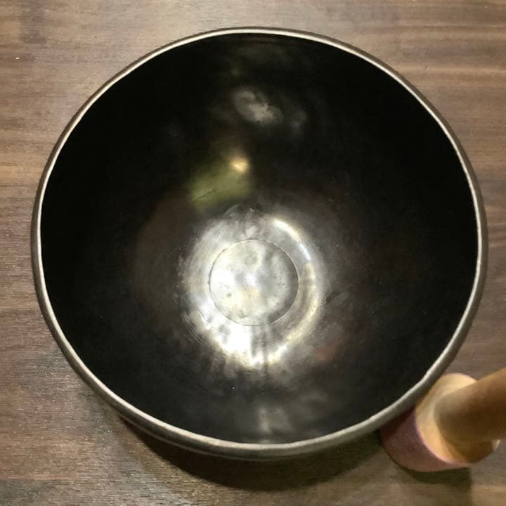 No16 チベット産 約22cmチベタン ブラックシンギングボウル