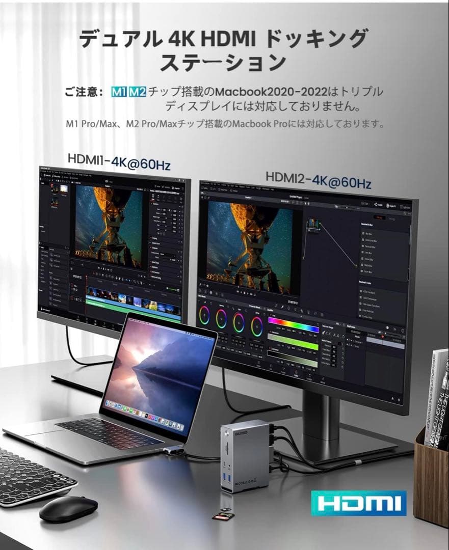GIISSMO 14-IN-2 ドッキングステーション 4K60Hz USB-C