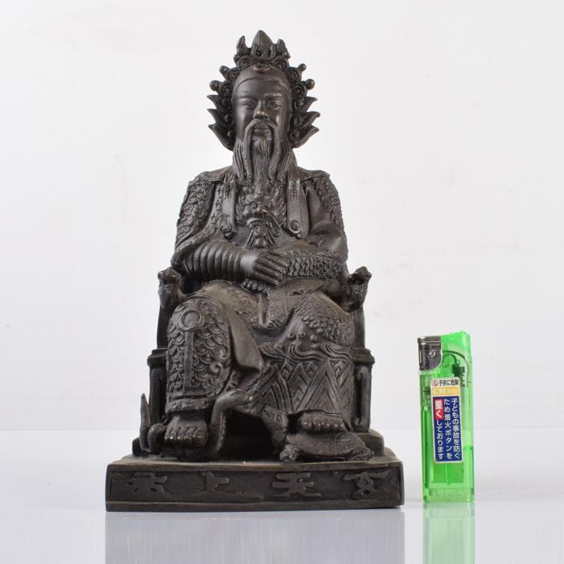 中国　古銅宣徳銅　人物像　武人像　置物　C　4154