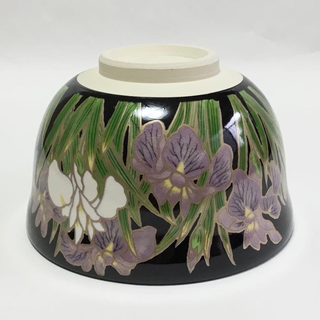 抹茶碗 宮地英香 黒仁清 菖蒲 茶道具 新品