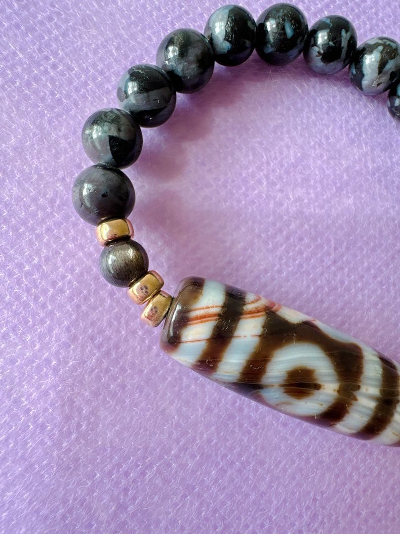 三眼天珠 × インディゴガブロのbracelet