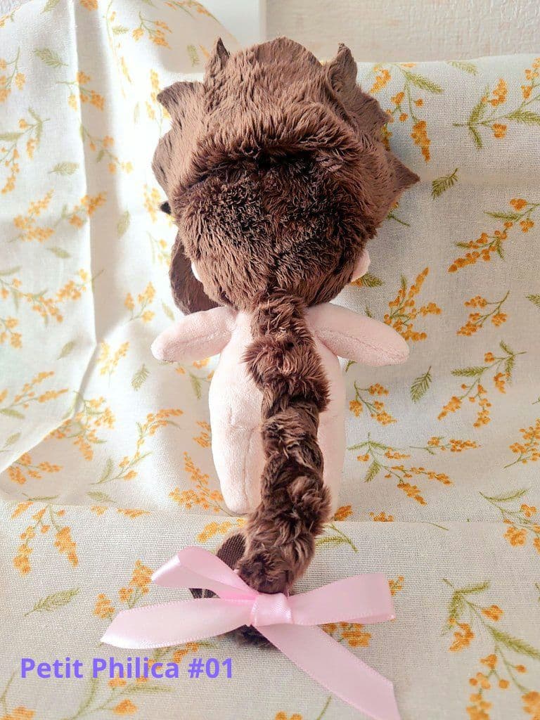 K*C様 自作ぬい15cm　おさげブラウン花刺繍