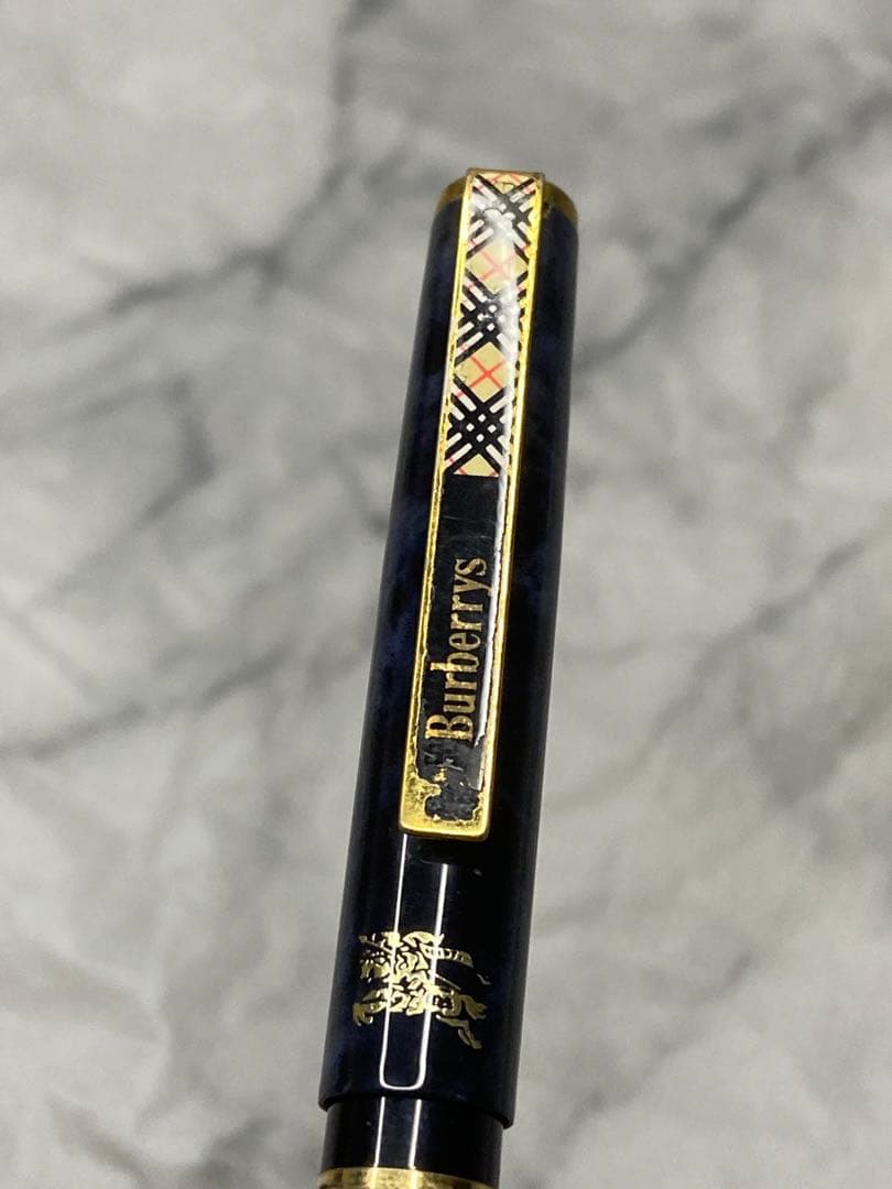 バーバリー チェック柄クリップ 万年筆 金メッキペン先
