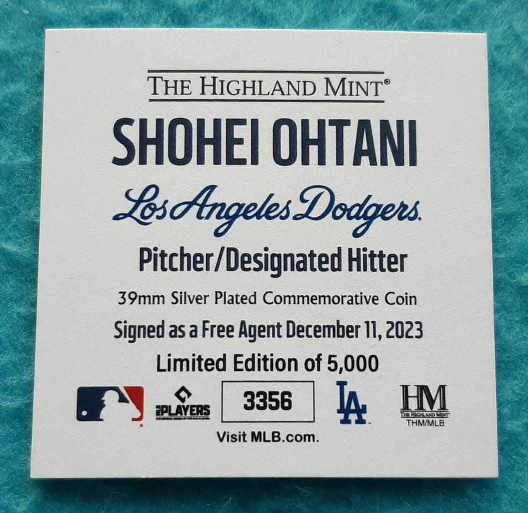 【世界5000個限定発行】 大谷翔平選手 ドジャース移籍型メダル