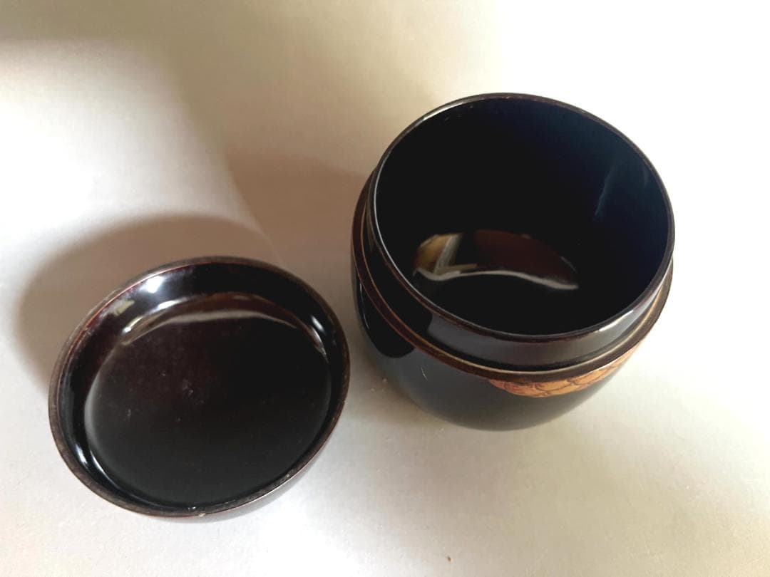 棗■菊蒔絵黒棗 黒塗り 漆器 お茶道具 古美術 時代物 骨董品■