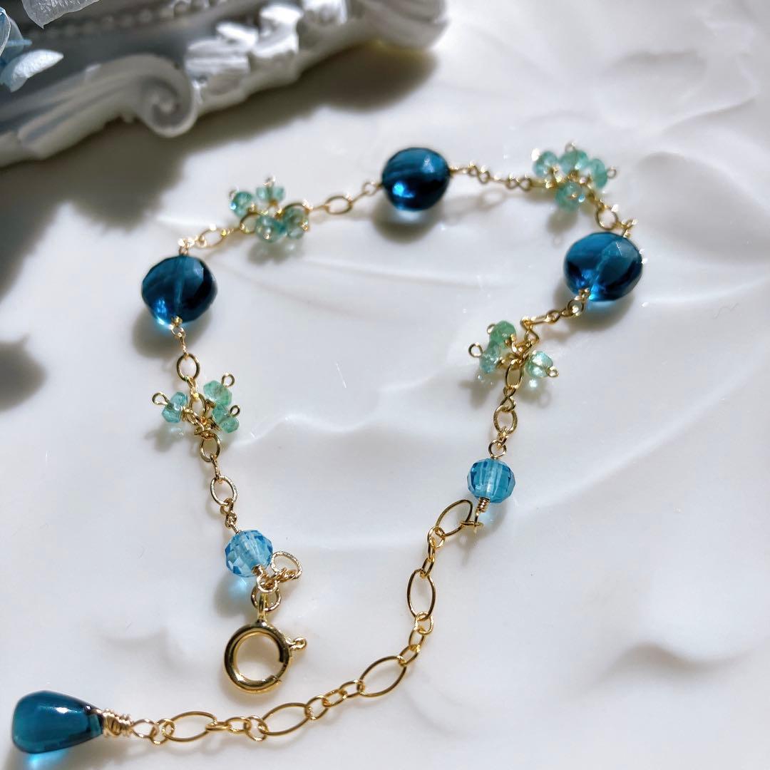 ロンドンブルートパーズ×ザンビアエメラルドブレスレット✧スイスブルートパーズ