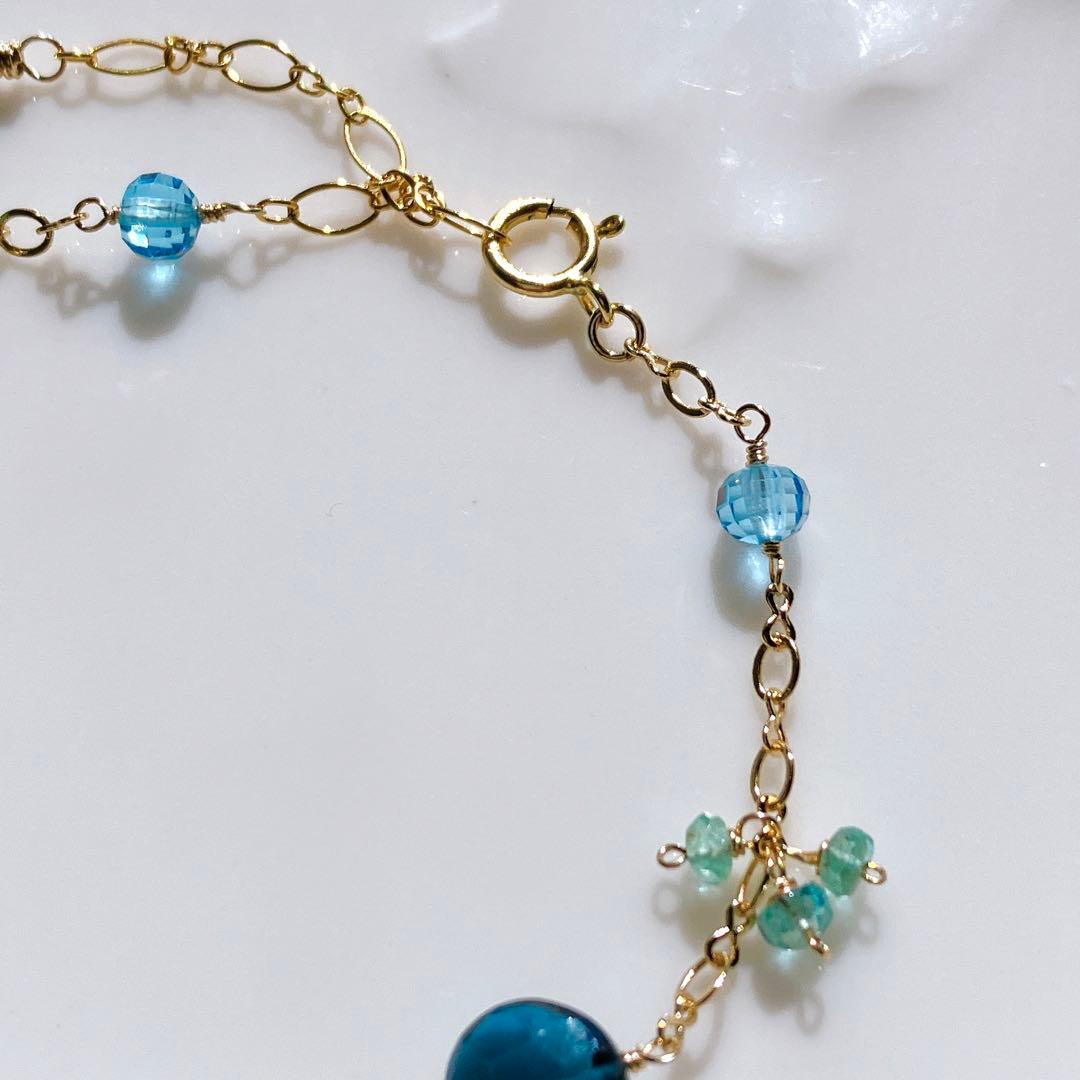 ロンドンブルートパーズ×ザンビアエメラルドブレスレット✧スイスブルートパーズ