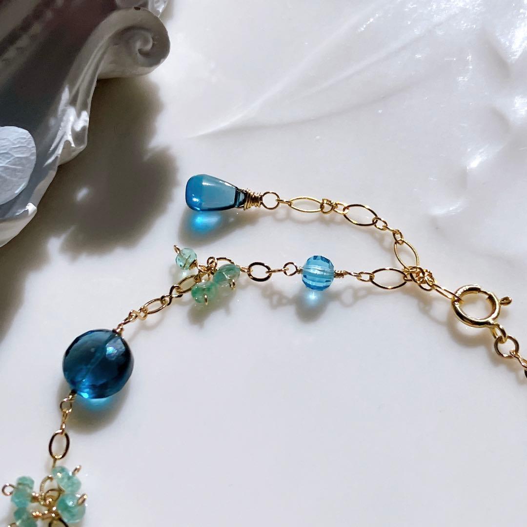 ロンドンブルートパーズ×ザンビアエメラルドブレスレット✧スイスブルートパーズ