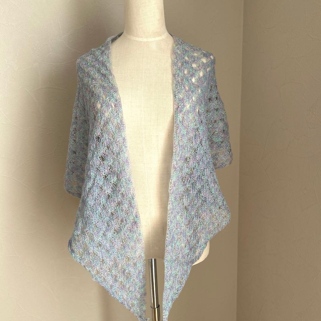 春ストール　ハンドメイド　モヘア・絹　グラデーション　180cm×32cm