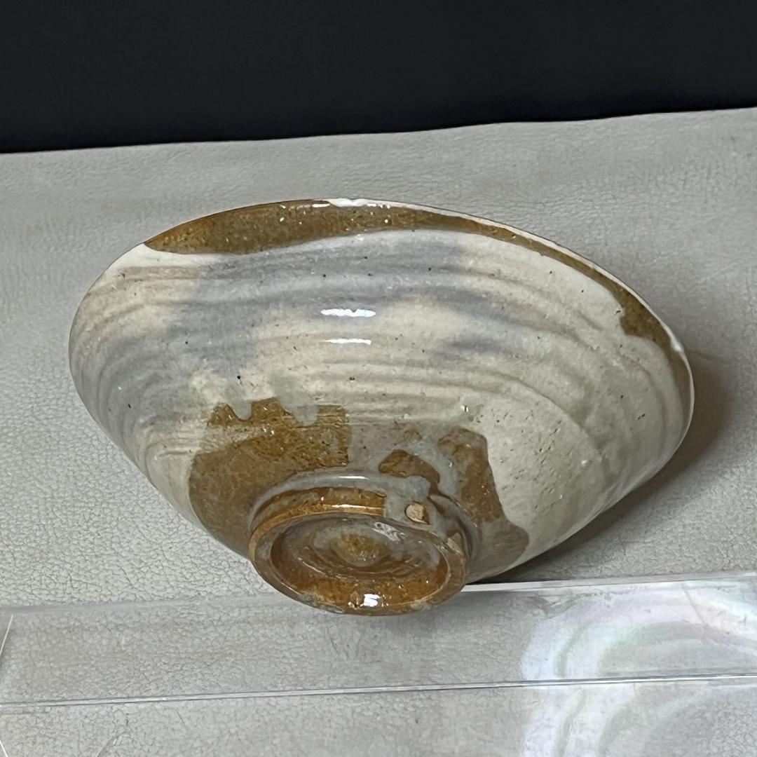 膳所焼 刷毛目 平茶碗 共箱 在銘 膳所 抹茶碗 淡海ぜぜ 陽炎園 k3712