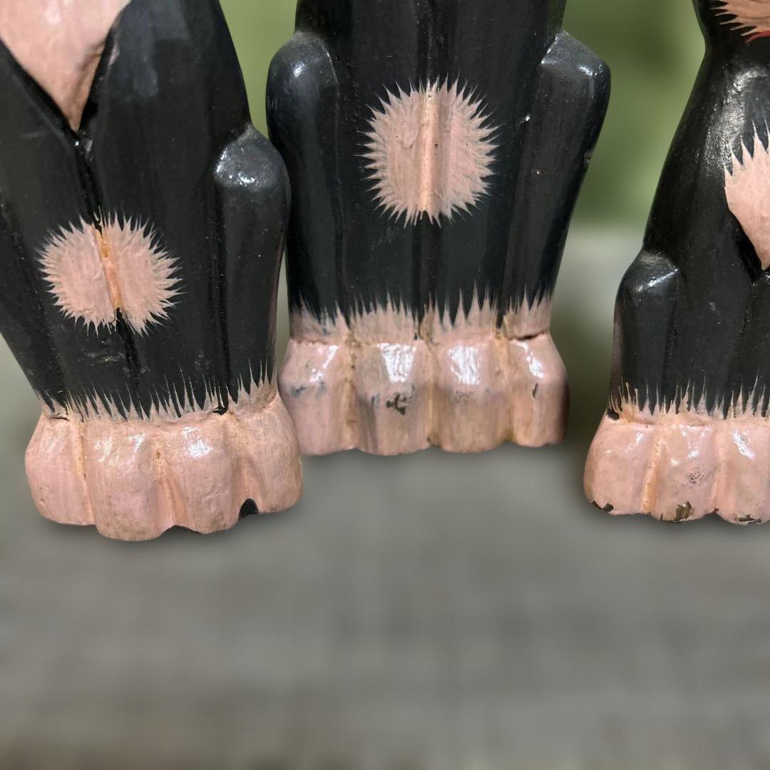 バリ猫　Balinese Folk Art Cat Sculpture Set