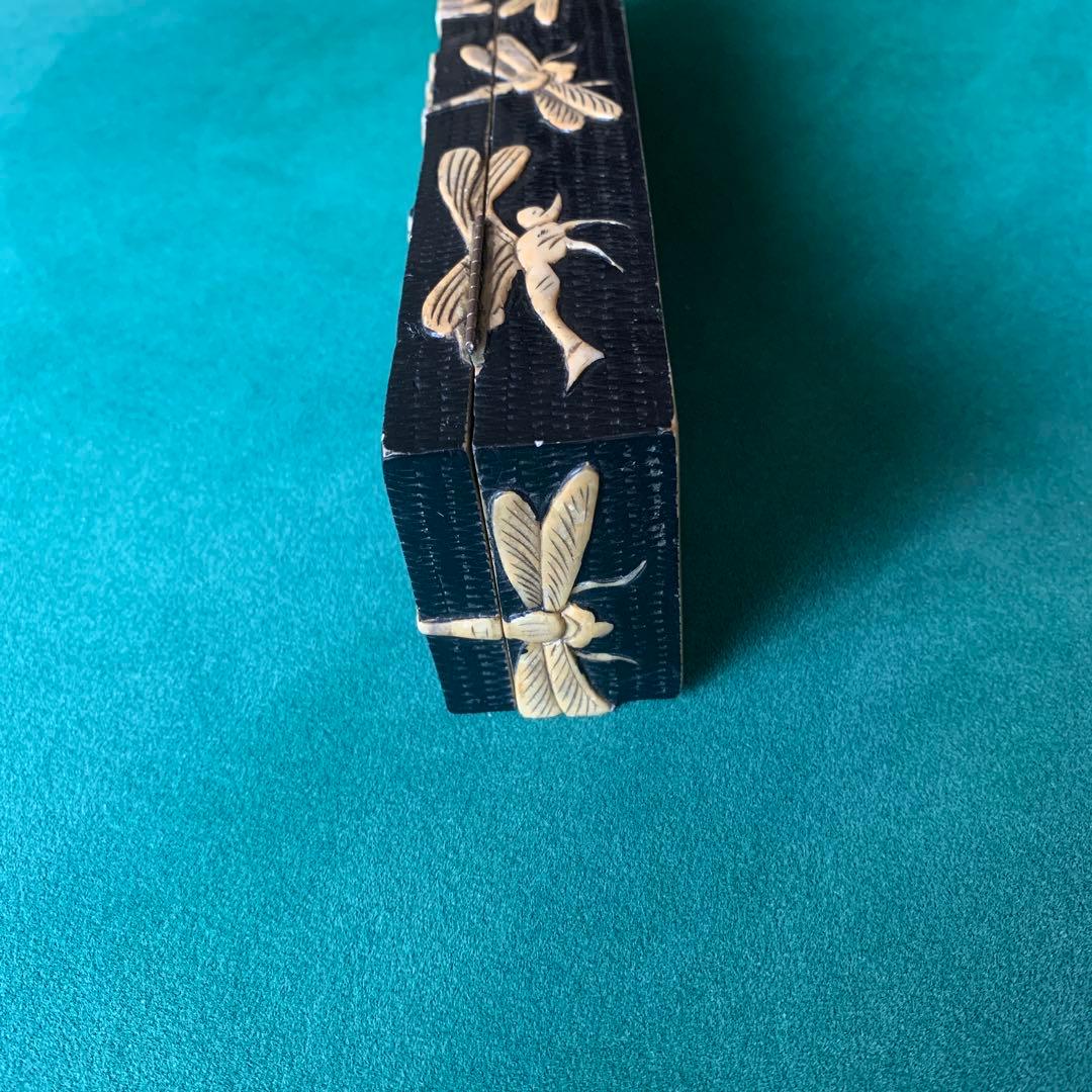 骨董品　筆入れ　トンボ柄　大理石？